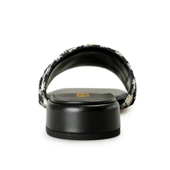 Versace Women's Black & White Gold Medusa Plaid Sandals Mules Shoes US 8 IT 38 - Picture 3 of 8